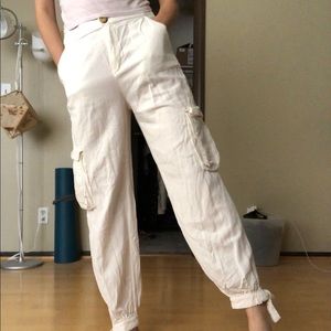 Zara cream white cargo lounge pants